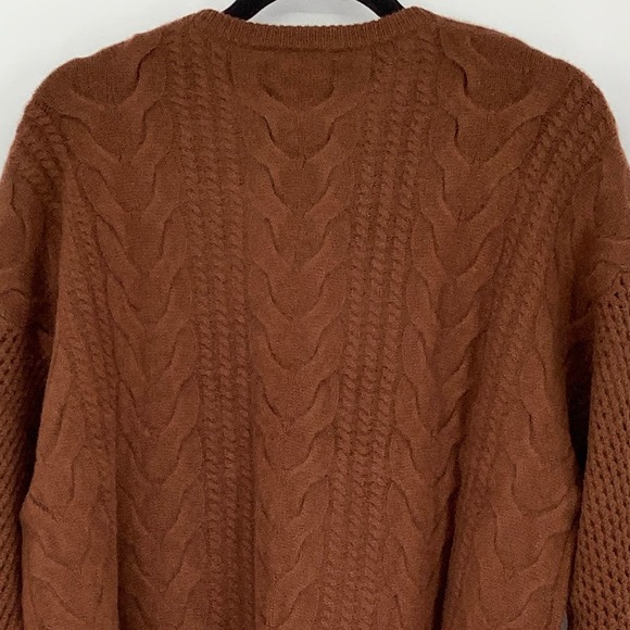 NEW! NAADAM Sz Small Open Cable Crewneck Cashmere Sweater Caramel $379 msrp J5-6 - Picture 7 of 12